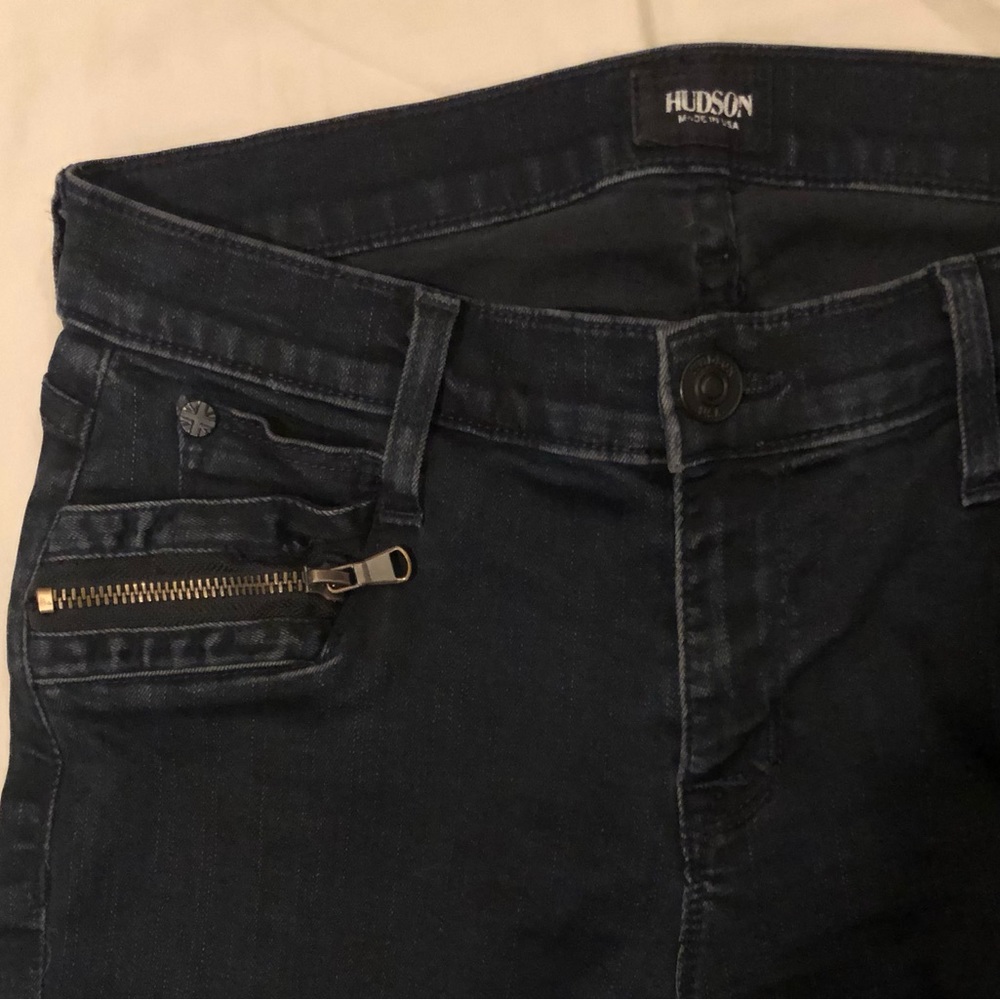 Dark rinse wash Hudson Jeans Chimera Zipper Super Skinny, Sz 26